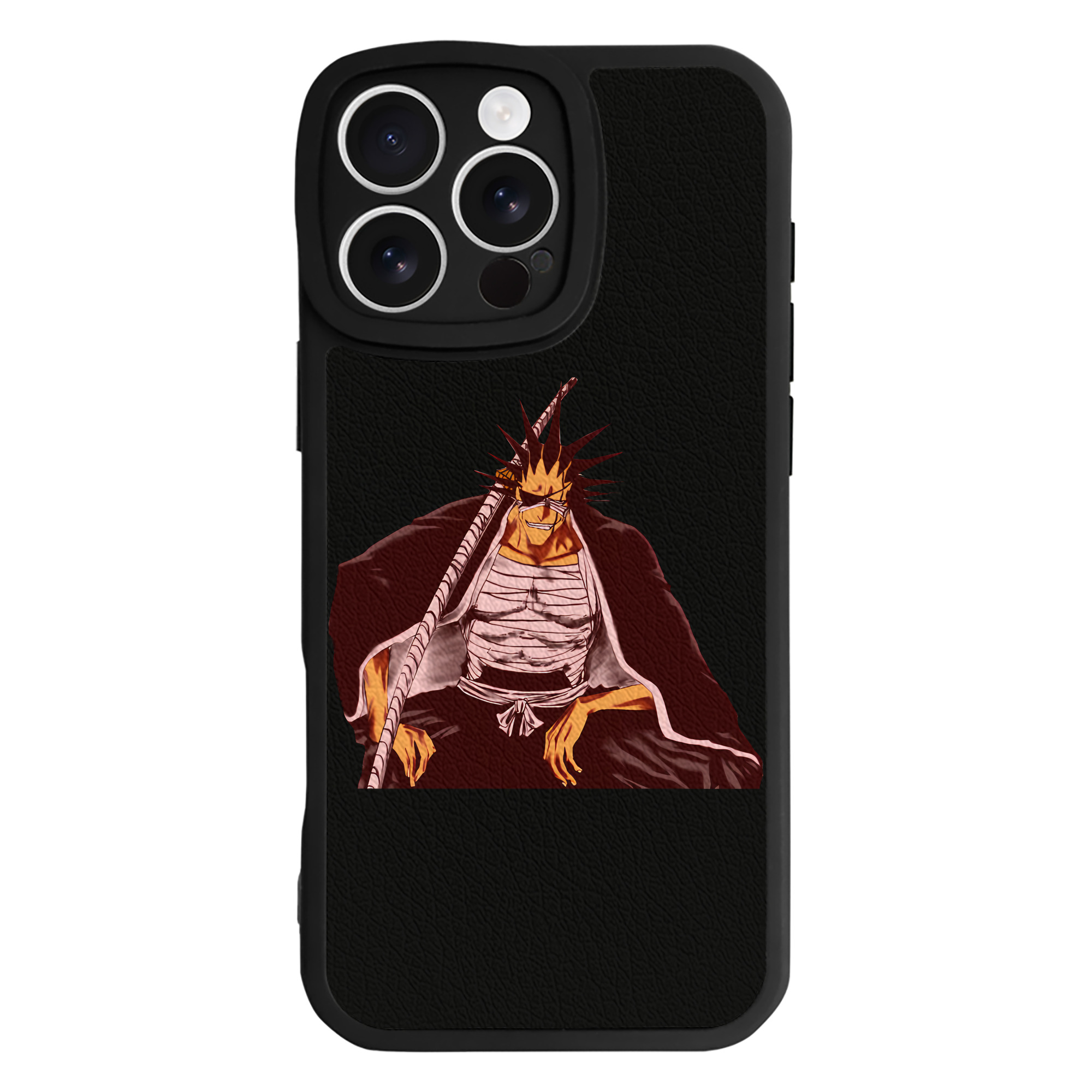 （画像用） ブリーチ ざらき けんぱち BLEACH Zaraki Kenpachi 【iPhone 16シリーズ対応】シリコンスマホケース（レザー調） 材質：シリコン